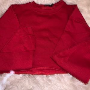 Cropped red fleece sweatshirt